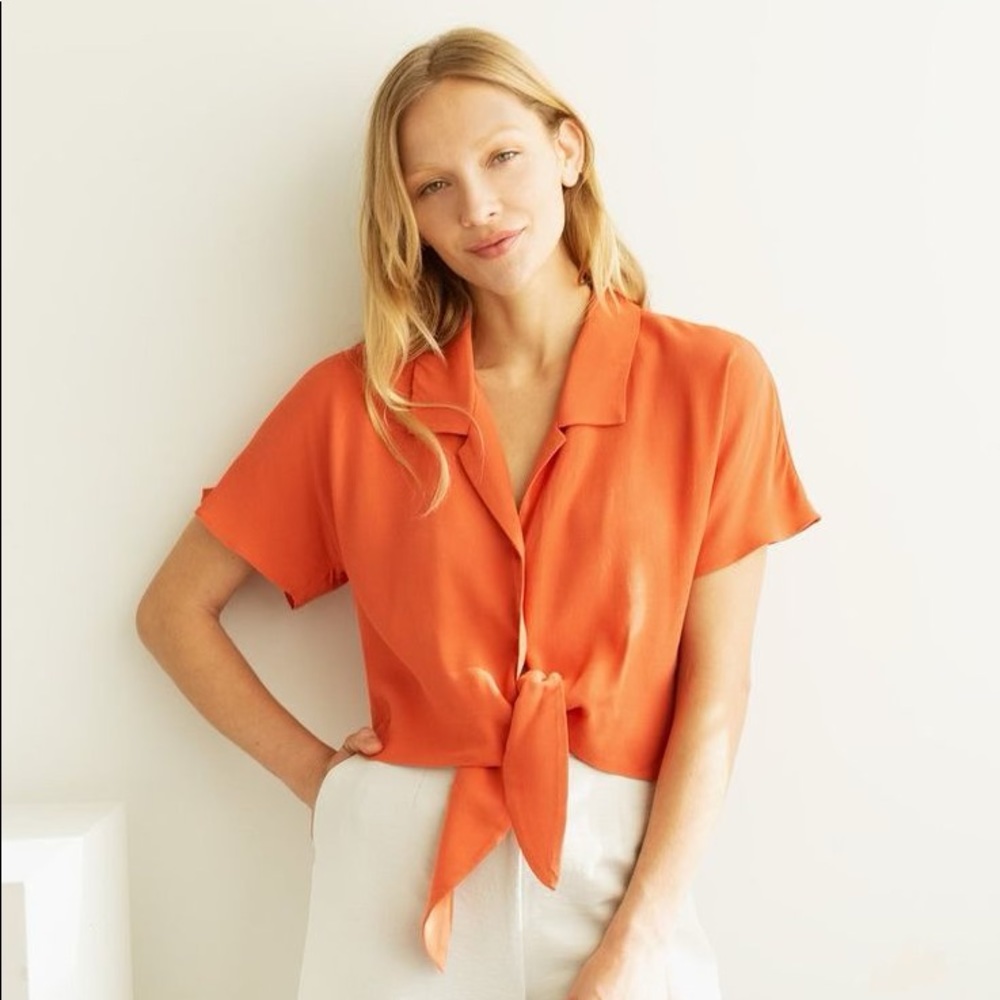 Modern Citizen Sienne Tie-Front Collared Blouse